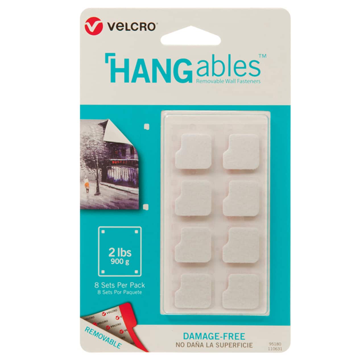 HANGables&#x2122; .75&#x22; White Removable Wall Fastener Squares, 6 Pack